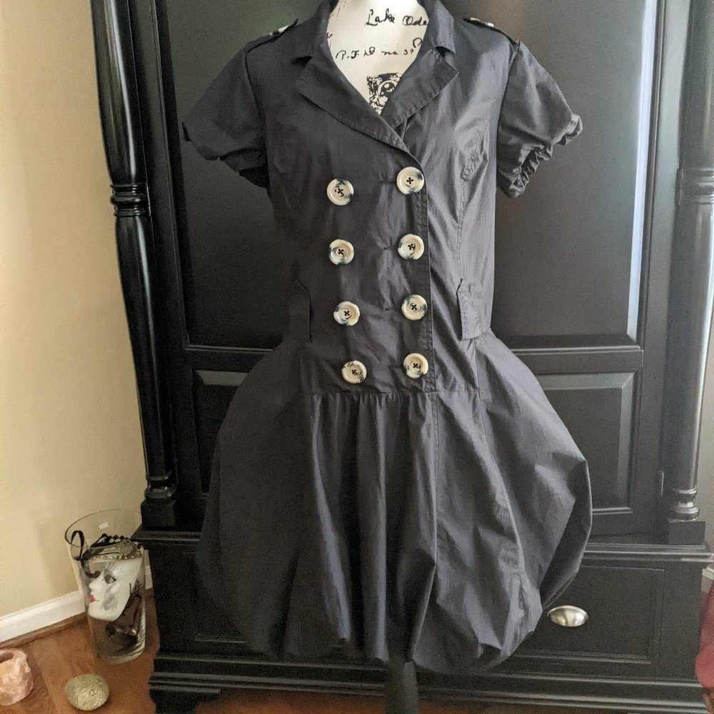 Linea Domani Black Cotton Bubble dress - size 14 (belt not included)